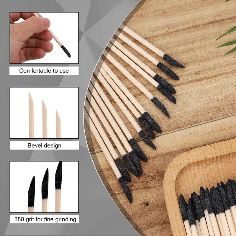 Pack of 50 Sanding Sticks for Fine Details, Bevelled Polishing