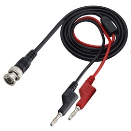 HCFeng BNC - Cable de prueba de enchufe plátano dual BNC a cable de prueba de apilamiento dual BNC macho a doble plátano macho/hembra cable de prueba para generadores de señal osciloscopio [4.2 pies/1.3 m]