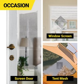 TORTO9 Window Screen Repair Kit, 3-Layer Strong Adhesive & Waterproof Tape Fiberglass Covering mesh (Gray, 4 Inch x 15 FT)