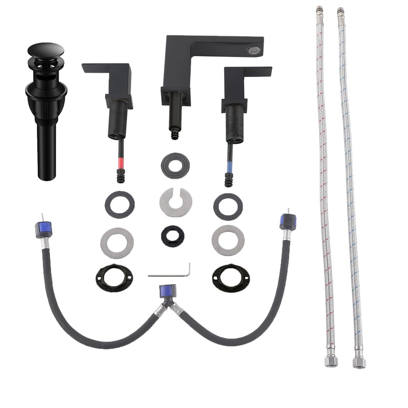 VCCUCINE Black Bathroom Faucet 3 Hole, 8 Inch Widespread Bathroom