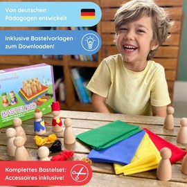 SCHMETTERLINE® Craft Set for Kids - 12 Wooden Toy Figures for Crafts, Painting, Decorating - Craft Box with Creative Craft Ideas - Developed by Educators