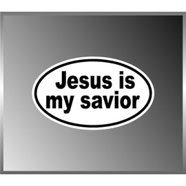 Jesus is My Savior Christian Vinyl Euro Decal Bumper Sticker 3" X 5"