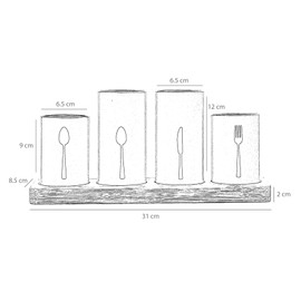 Innoteck Essentials 4pc Kitchen Cutlery Holder Set - Modern Farmhouse Kitchen Décor - Natural Bamboo - White Utensil Crock - Vintage Organizer - Kitchen Tool Caddy - Countertop Storage