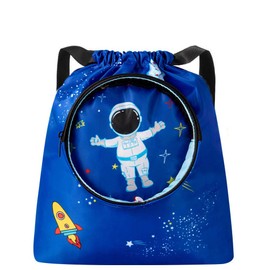 CAMSTIC Bolsa de natación ligera con cordón seco y estampado lindo para niños, color azul