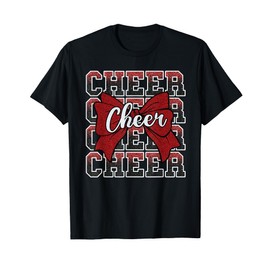 Coquette Cheer Bow Funny Sport Cheerleader Cheerleading Red T-Shirt