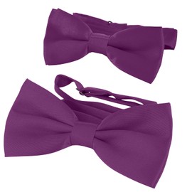 DonDon Father-son bow tie set in partner look, already tied and adjustable, berry