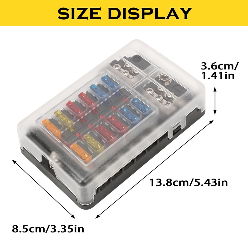 ZEALfix 12 Compartment Car Fuse Holder Fuse Box for Motorhome