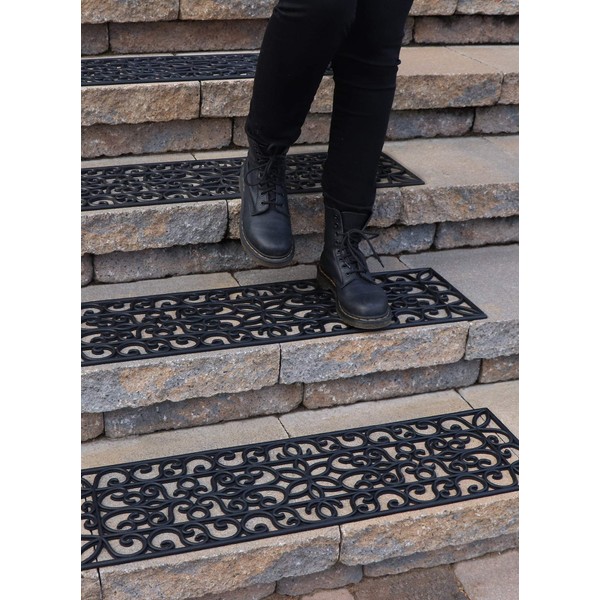 FINEHOUS Rubber Stair Treads Non-Slip Outdoor 35”x10” (5-Pack) – Anti-Slip Step Mat