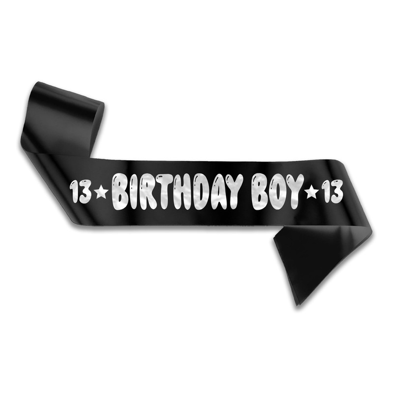 13th Birthday Boy Sash – Teenager's Party Accessory with Bubble
