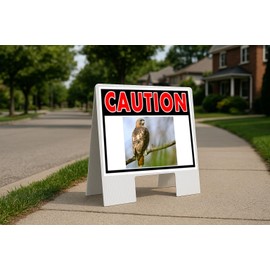 Caution Hawk Red Folding Coroplast A-Frame with Double-Sided 23in x23in