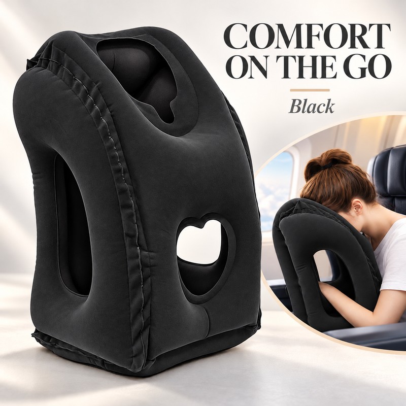 Inflatable Travel Pillow for Airplanes – Forward Leaning Head &