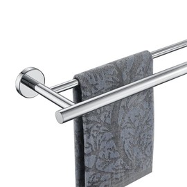 JQK Double Towel Bar Chrome, 20.5 Inch 304 Stainless Steel Thicken 0.8mm Towel Rack Bathroom, Towel Holder Polished Steel Wall Mount, Useable Length 18 Inch, TB100L18-CH