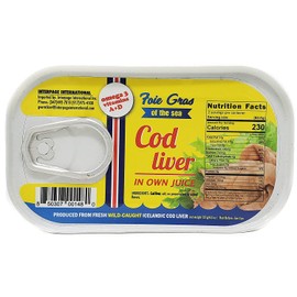 Foie Gras of the Sea Icelandic Wild-Caught Cod Liver (Foie de Morue) in Own Oil, 4.3 oz (Pack of 12) – Natural Source of Omega-3, Vitamins A & D | Gourmet Nordic Seafood Delicacy, BPA-Free Can