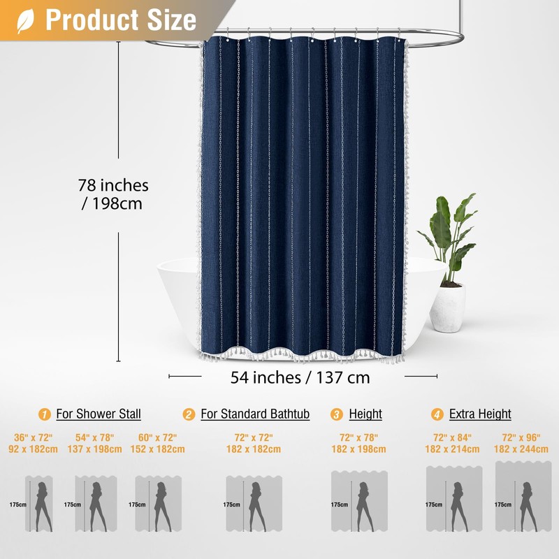 BTTN Stall Fabric Shower Curtain - 54x78 Boho Striped Linen