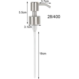 2Pcs Silver Stainless Steel Soap Dispenser Pump Head Standard 28/400 Neck Size Replacement Pumps Lid for Lotion Conditioner Shampoo Bottles