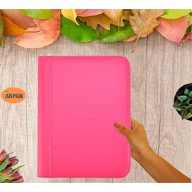 Arpan Ringbinder Folio with Zipper & Calculator Portfolio Folder Case - Pink