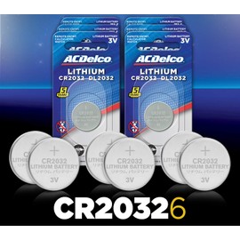 ACDelco 6-Count CR2032 Batteries, Lithium 3V Coin Cell Button Battery Pack for Watch and Small Electronics, 5 Year Shelf Life