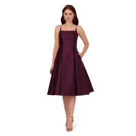 Adrianna Papell Women's Mikado Midi Dress, Pinot Noir