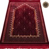 Modefa Velvet Prayer Rug | with Car Hanger | Janamaz Sajjadah Musalla | Thick Plush Wide - Topkapi (Red)