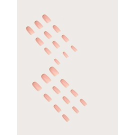 24pcs Long Square Baby Pink Fake Nails - Reusable Press On Nails with Glue, Full Cover Artificial Acrylic Nail Tips for Women and Girls - Easy to Apply and Long Lasting