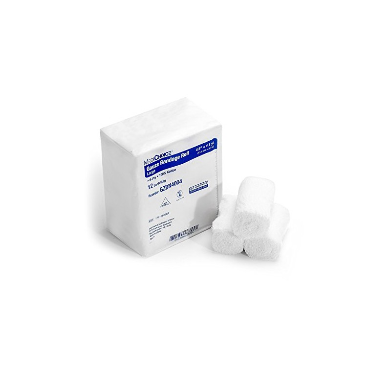 MediChoice Gauze Roll Bandage, 6-Ply, Non-Sterile, Hypoallergenic, 4.5 Inch x