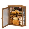 viewcare Corner Bread Box for Kitchen Counter, Bamboo Wood Large