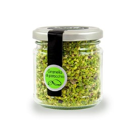 Sciara | Chopped Sicilian Pistachios | Premium Quality Pistachios from Bronte, Italy | Glass Jar 100g (3.5oz)