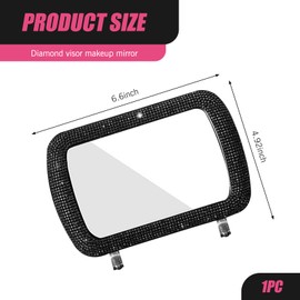 getfay 1 PC Bling Car Sun Visor Mirror, 6.6" x 4.92" Rhinestone Fashion Decoration + HD Makeup Mirror, Non-Destructive Clip-on, Universal for Cars Interior Accessories (Black)