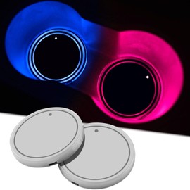 2Pcs LED Car Cup Holder Lights, Universal 7 Colors Light Up Cup Coasters, USB Rechargeable Interior Lighting Accessories for Car Truck Vehicle Decoration