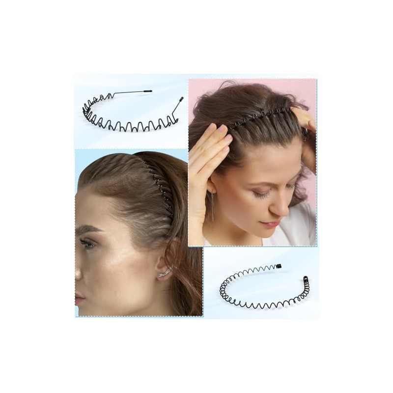 6 bandas de metal para el cabello, aro ondulado de