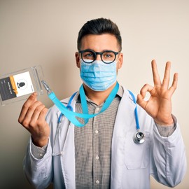 BOKOVNGEE 2 pack blue neck lanyard with id Holder Card Holder Punched Zipper Waterproof Resealable, ID Badge Card Holder with Comfortable Lanyard for Office Staffs, Teachers, Students, Medics, Workers