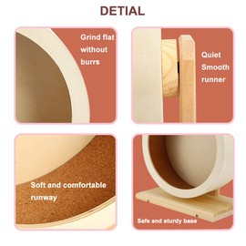 antiai Hamster Wooden Silent Wheel, 9.8 Inch Small Animal Exercise Wheel Accessories, Quiet Spinner Hamster Running Wheels Prevent Depression Toys for Hamsters, Gerbils, Mice and Other Small Pets（L）