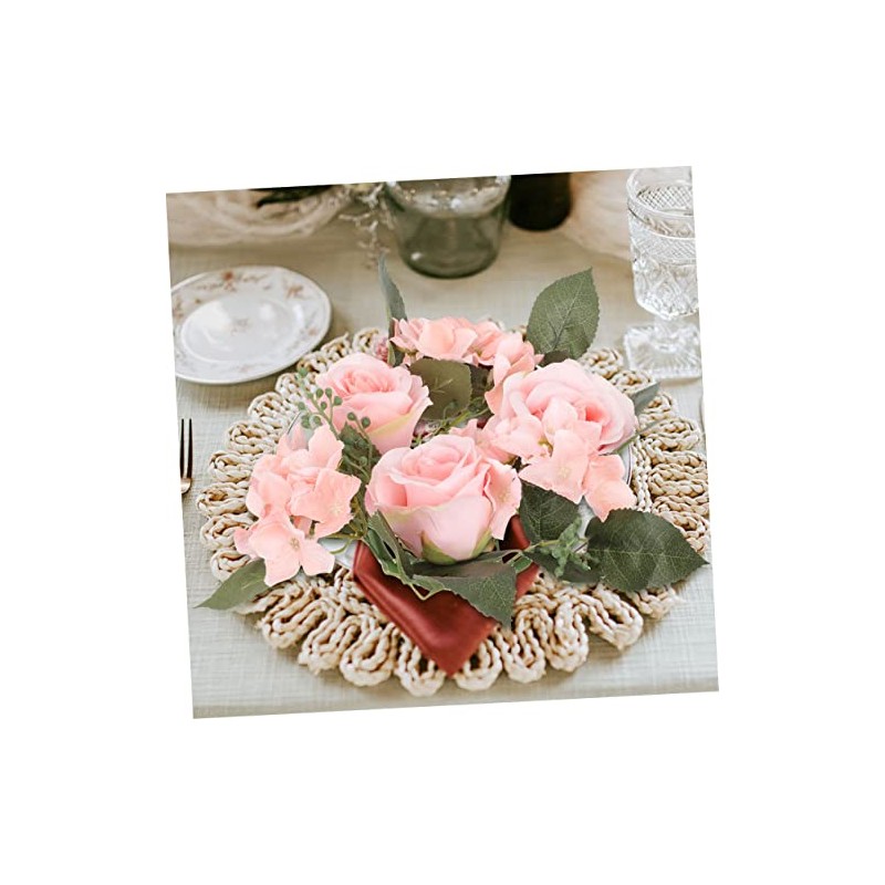LIFKOME 3piezas Anillo De Vela Flores Artificiales De Rosas para