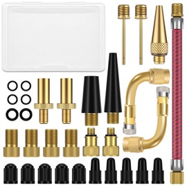 Bicycle Valve Adapter Set, 32 Pieces French Valve Adapter, AV/DV/SV Bicycle Valve Adapter Compressor, Valve Adapter Bicycle, Air Pump Adapter, Bicycle Pump Adapter Suitable for Air Pumps