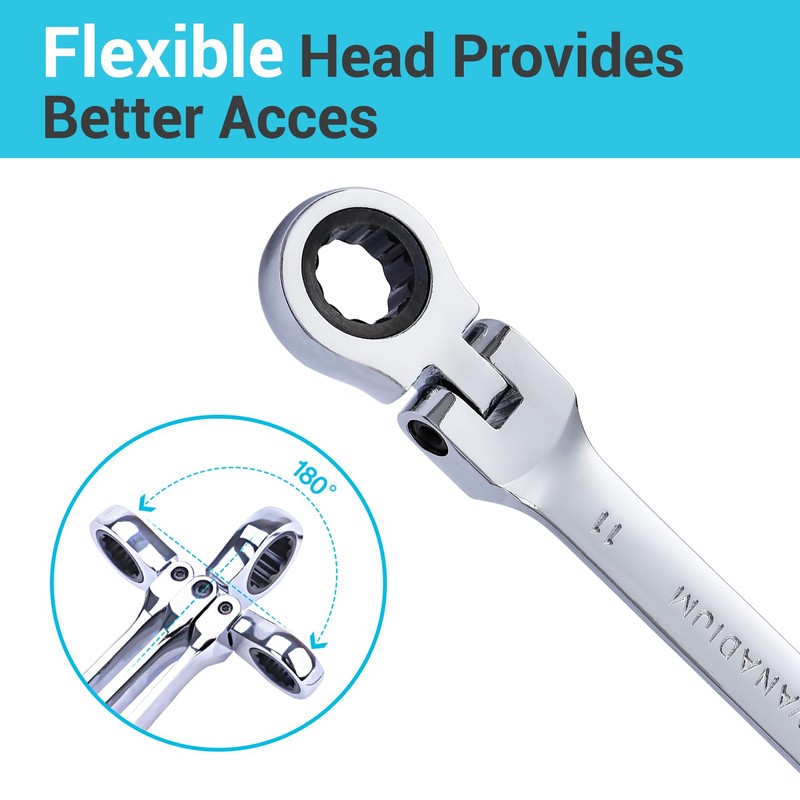 B4B BANG 4 BUCK 11mm Ratcheting Combination Wrench Metric, Flex