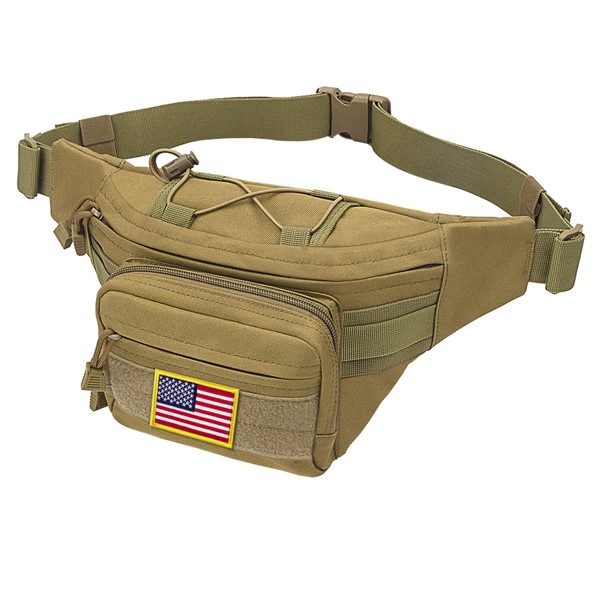 bvya Tactical Fanny Pack, Nylon Waist Bag with U.S. Patch