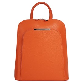 Cluty 020010 Women's Genuine Leather Backpack Made in Italy City Bag for Shopping Tours Minimalist Daypack, orange, One size