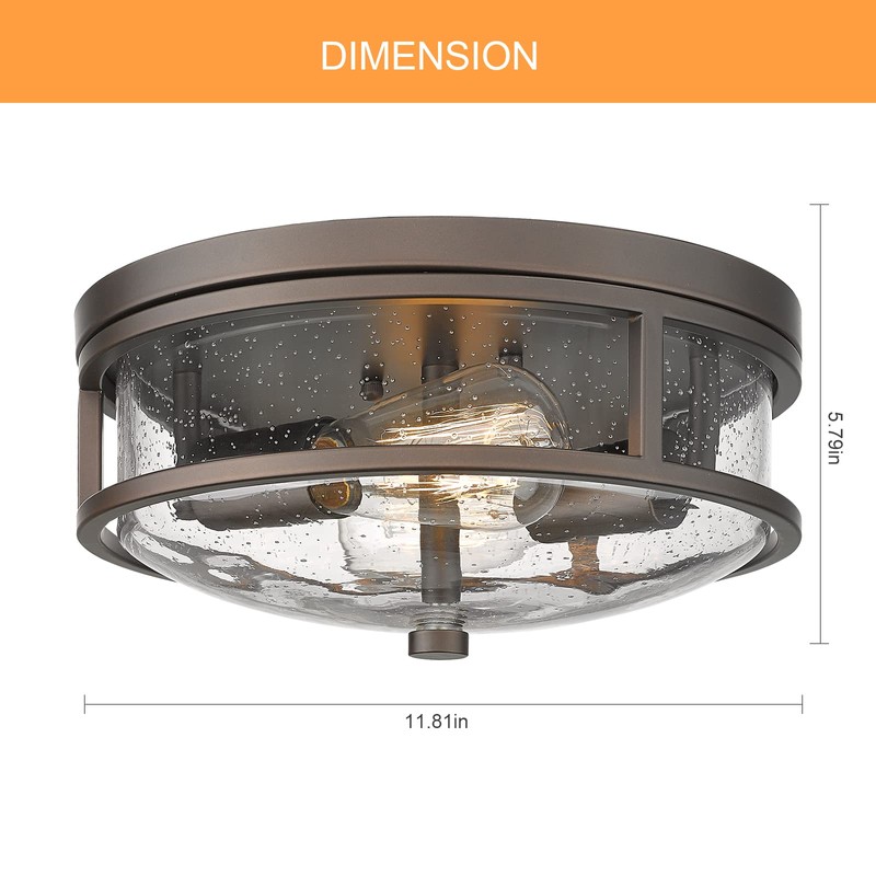 Rosient Flush Mount Ceiling Light Fixture, 12 inch 2-Light Modern