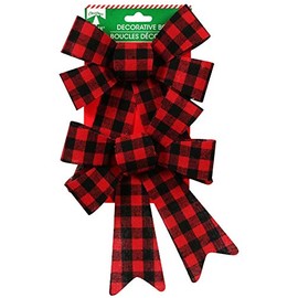 GBI Christmas House Red and Black Buffalo Plaid Bows (Set of 2)