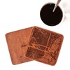 Miami Map Coaster, Set of 4, Sapele Wooden Coaster with