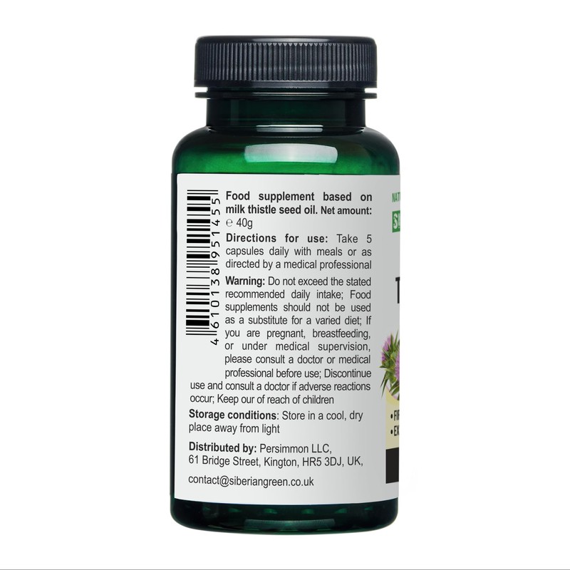 Siberian Green Milk Thistle Oil Capsules 200 Softgels Wild Harvested