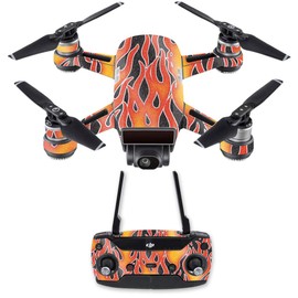 MightySkins Glossy Glitter Skin for DJI Spark Drone & Controller - Hot Flames | Protective, Durable High-Gloss Glitter Finish | Easy to Apply, Remove, and Change Styles | Made in The USA