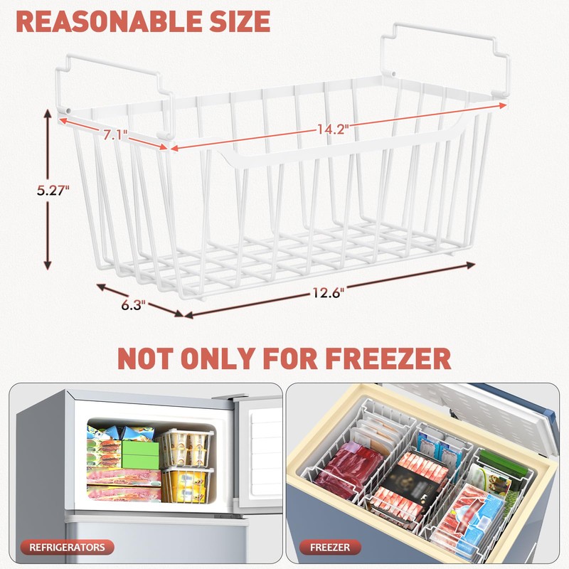 Goovilla Freezer Organizer Bins with Foldable Handle, 4 Pack Stackable
