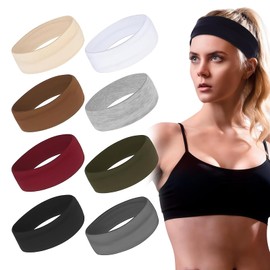 AstraGlam 8 Stück Stirnband Damen Sport Set, Breite 2.5 Zoll Haarband Für Damen Und Herren, Elastische rutschfeste Haarbänder Für Yoga, Fitness, Laufen, Training, Buntes Schweißband