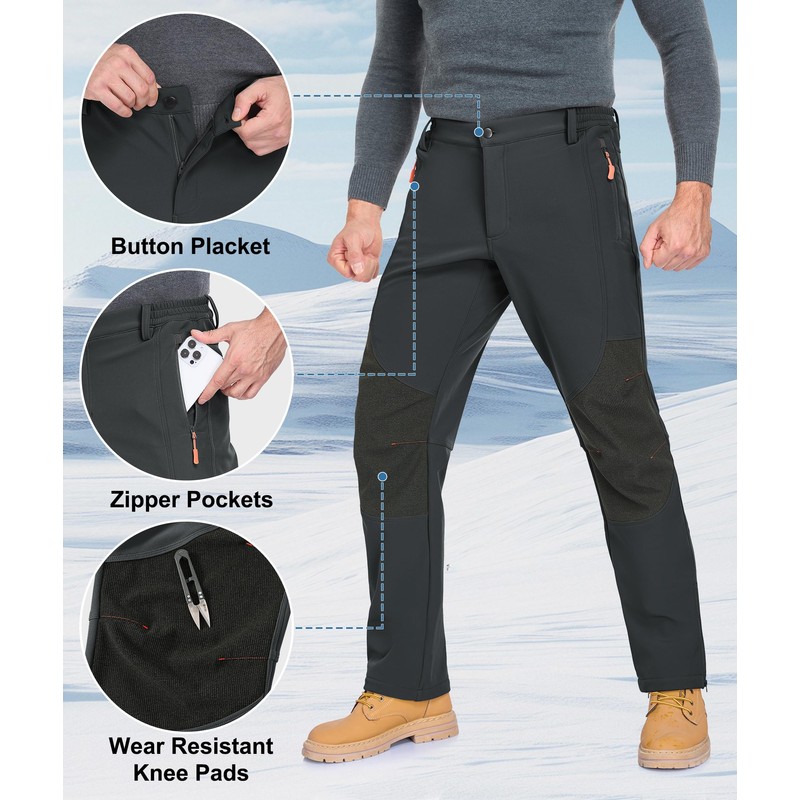 Zoofly - Pantalones de invierno para hombre, impermeables, con forro