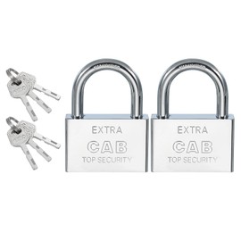 PATIKIL Pin Tumbler Padlock 68mm (2-11/16"), 2 Pcs Keyed Different Locks Stainless Steel Padlocks Harden Shackle with Keys for Indoor Outdoor Door, Silver