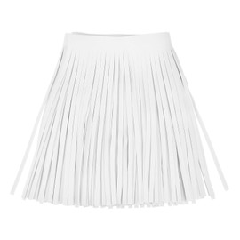 uxcell 1 Yard 8 Inch PU Faux Leather Fringe Trim Double Side Leather Sewing Tassel Fringe for DIY Sewing Dress Crafts Skirt Decoration, White