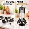Stainless Steel Rotating Utensil Rack with 6 Hooks – 360°