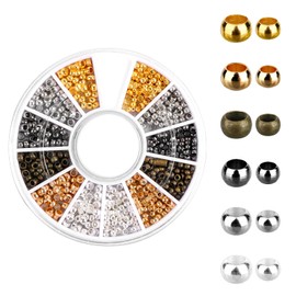 Duoleimi 720 Stück Quetschperlen Set Gemischte Rondelle & Tube Perlen, Spacer Beads mit Aufbewahrungsbox für Schmuckherstellung, Armbänder selber Machen, Halsketten DIY (2 mm, 2,5 mm)