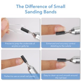 GazePlus 100 Pcs 3.1mm Black Small Sanding Bands for Nail Drill with 1 Nail Drill Bits 180 Grit Sanding Bands for Acrylic Nail Gel Manicure & Pedicure